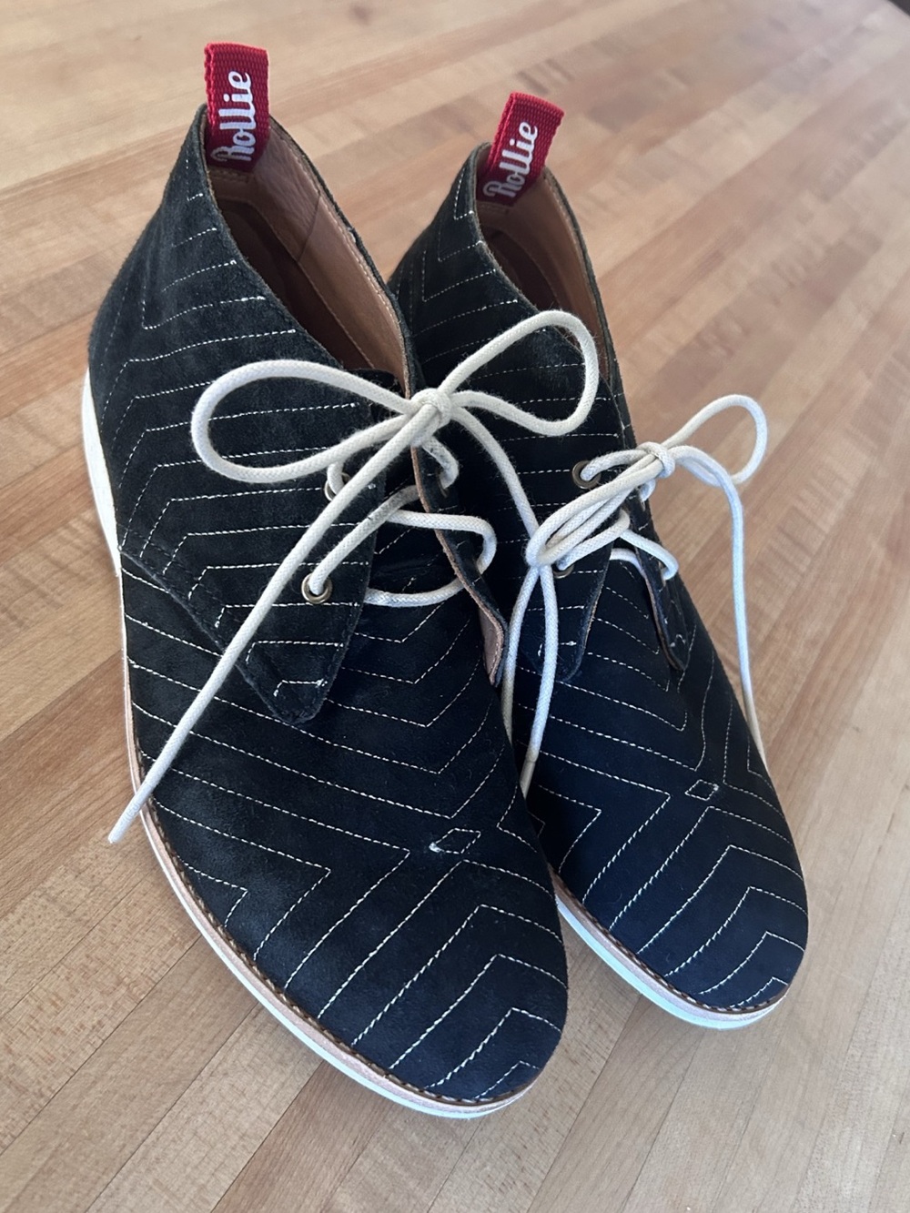 Rollie Nation Derby Black Etched lace-up shoes.